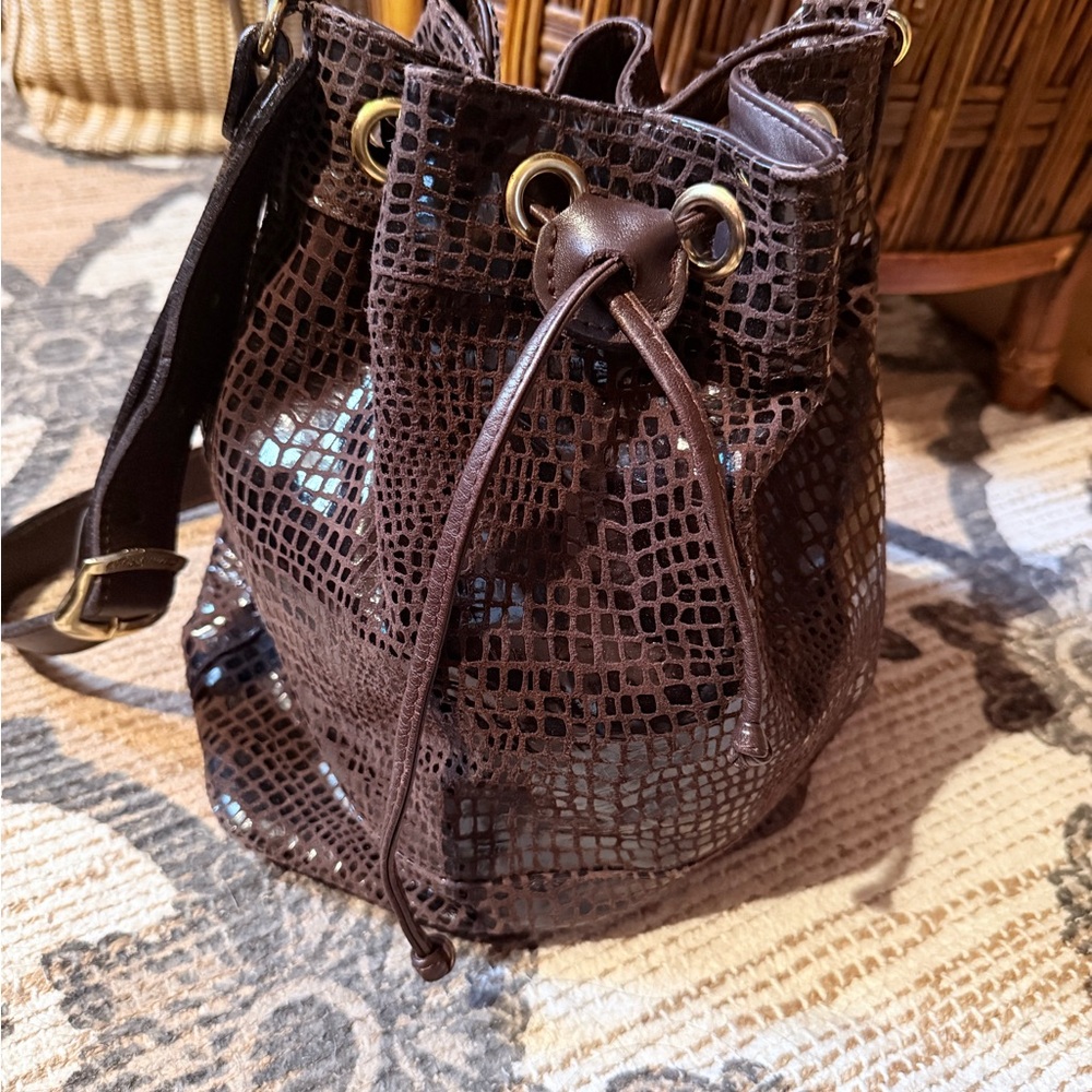 Carmen Paya Spanish  Brown Leather Bucket Bag - Picture 3 of 8